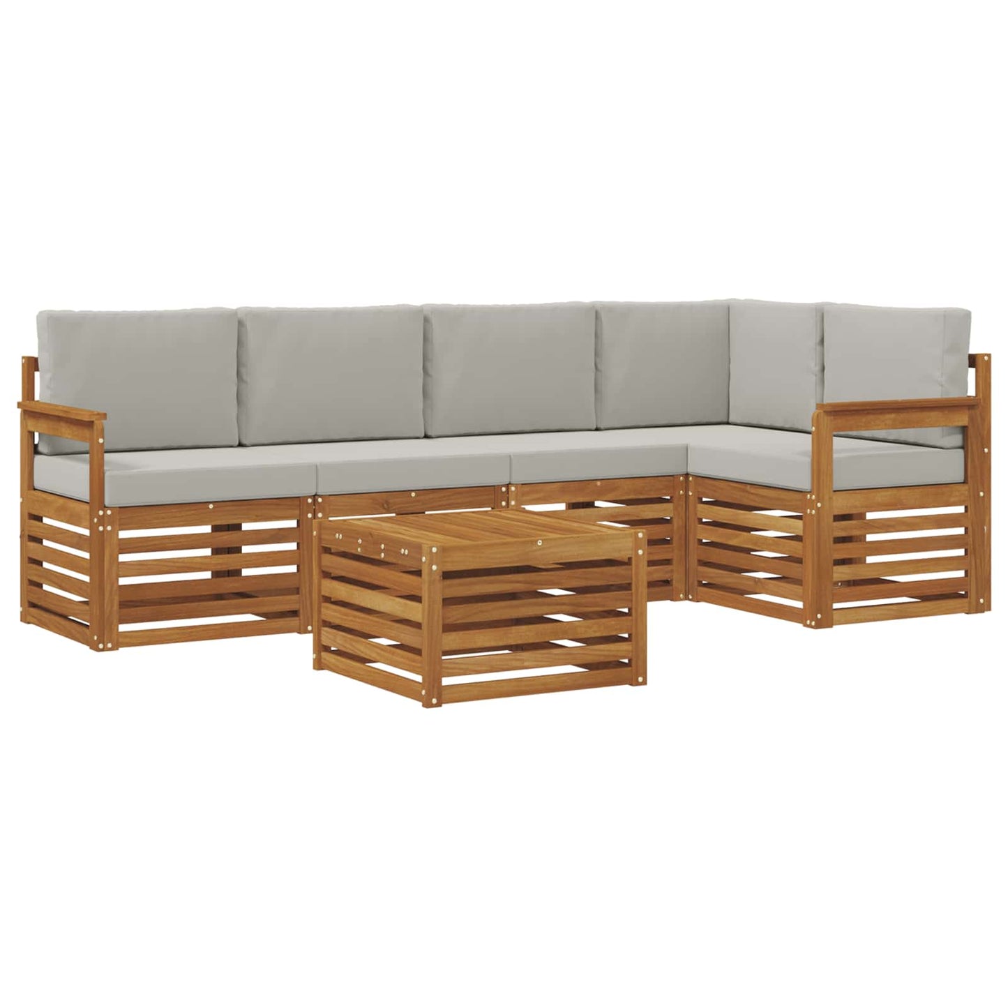 Outdoor-Sofagarnitur 6 stk. Natürlich und Hellgrau Polyester