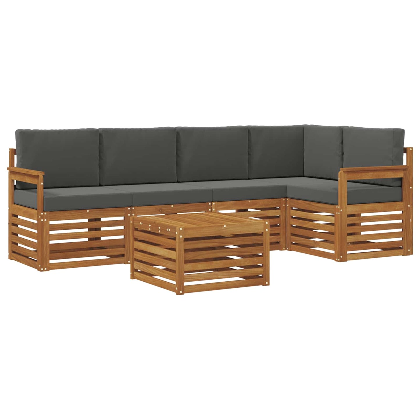 Outdoor-Sofagarnitur 6 stk. Natur und Anthrazit Polyester