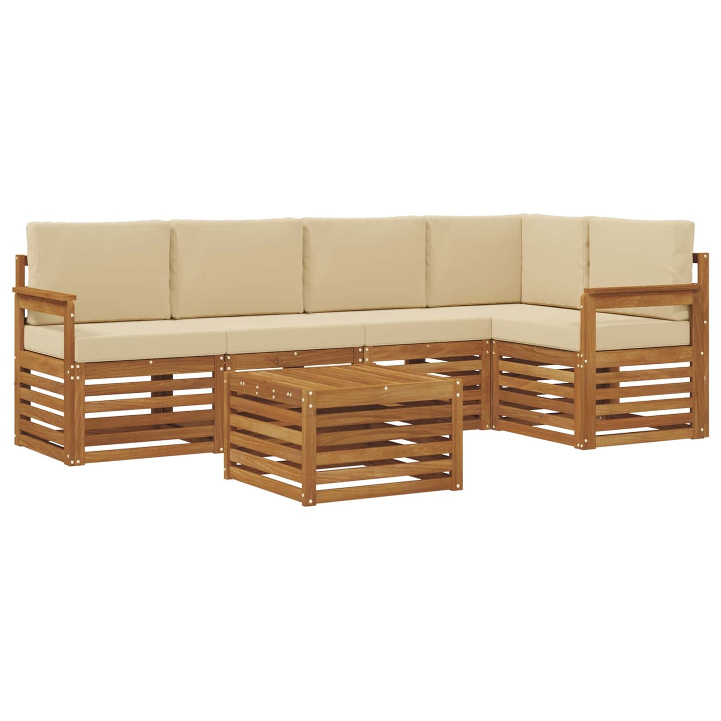 Outdoor-Sofagarnitur 6 stk. Natur und Beige Polyester