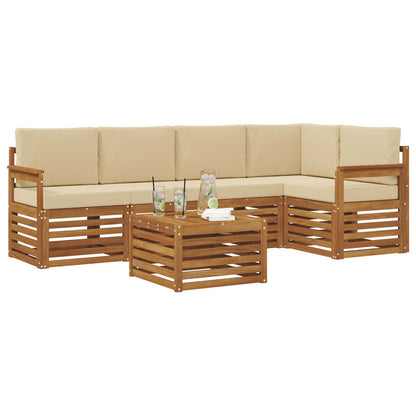 Outdoor-Sofagarnitur 6 stk. Natur und Beige Polyester