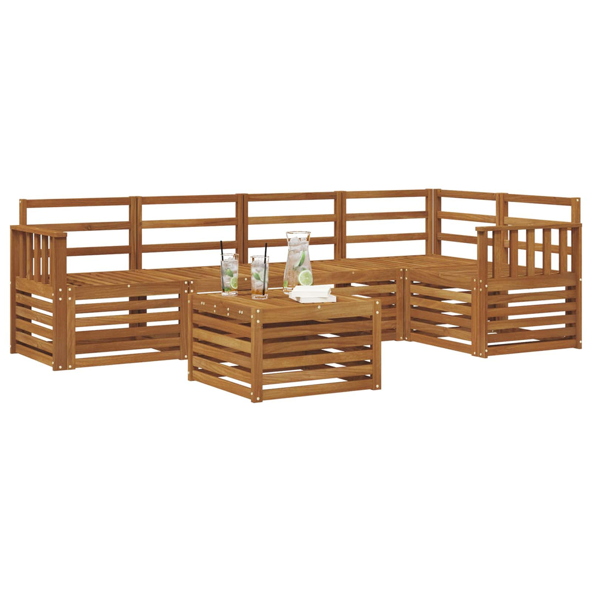 Outdoor-Sofagarnitur 6 stk. Natur Polyester