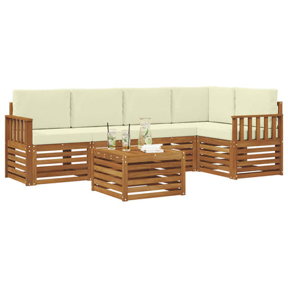 Outdoor-Sofagarnitur 6 stk. Natur und Creme Polyester