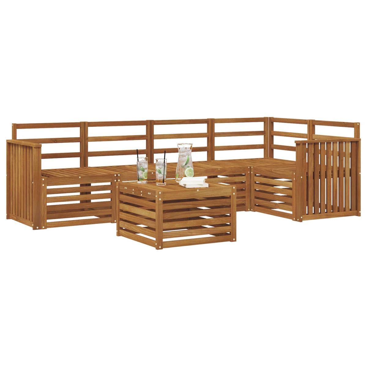 Outdoor-Sofagarnitur 6 stk. Natur Polyester