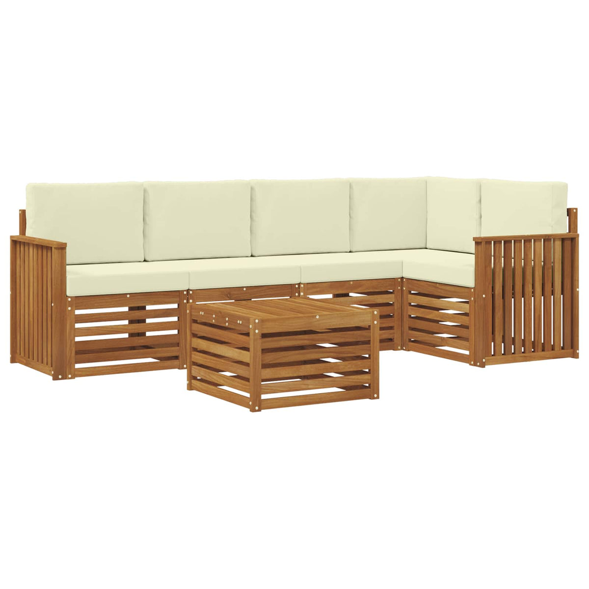 Outdoor-Sofagarnitur 6 stk. Natur und Creme Polyester