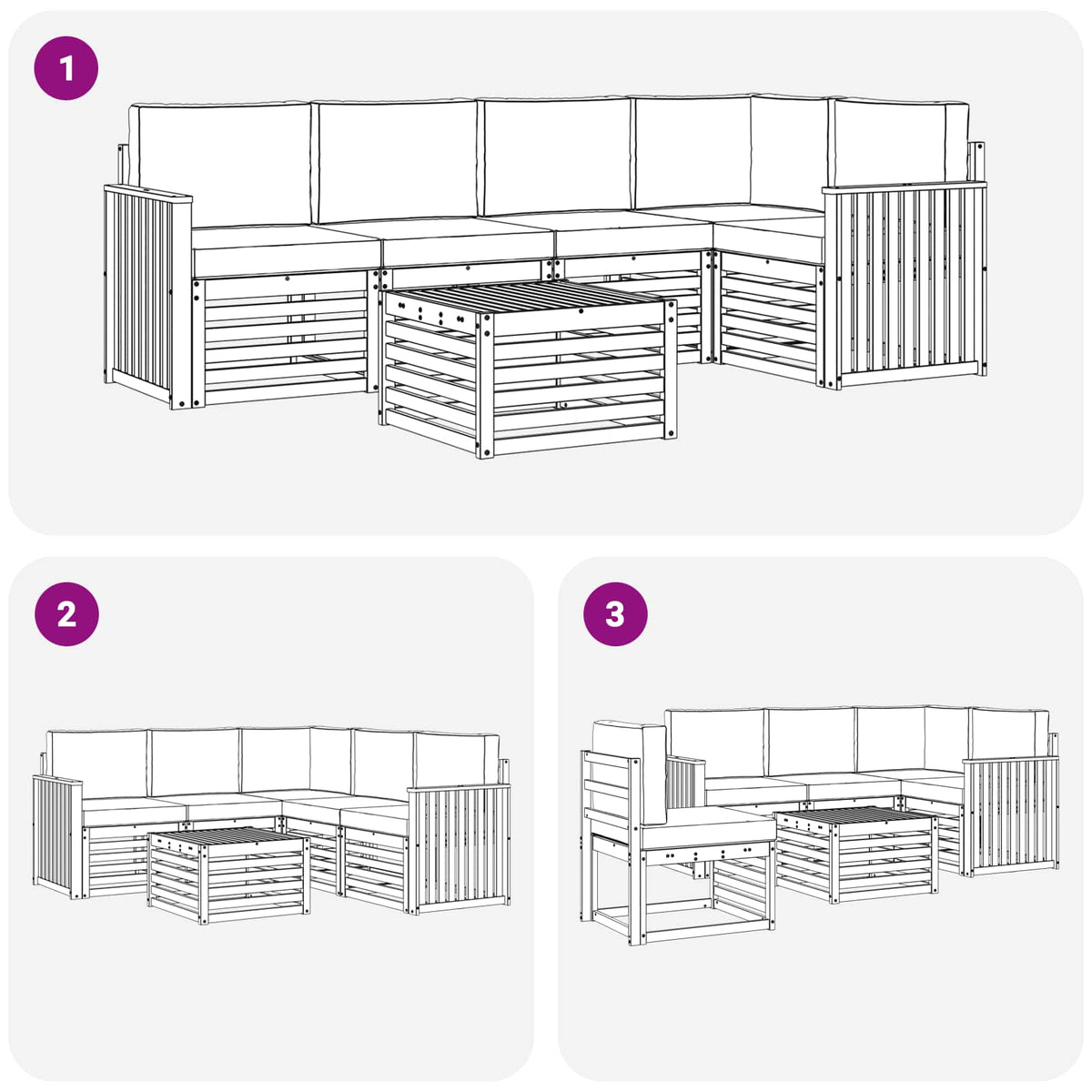 Outdoor-Sofagarnitur 6 stk. Natur und Hellgrau Polyester