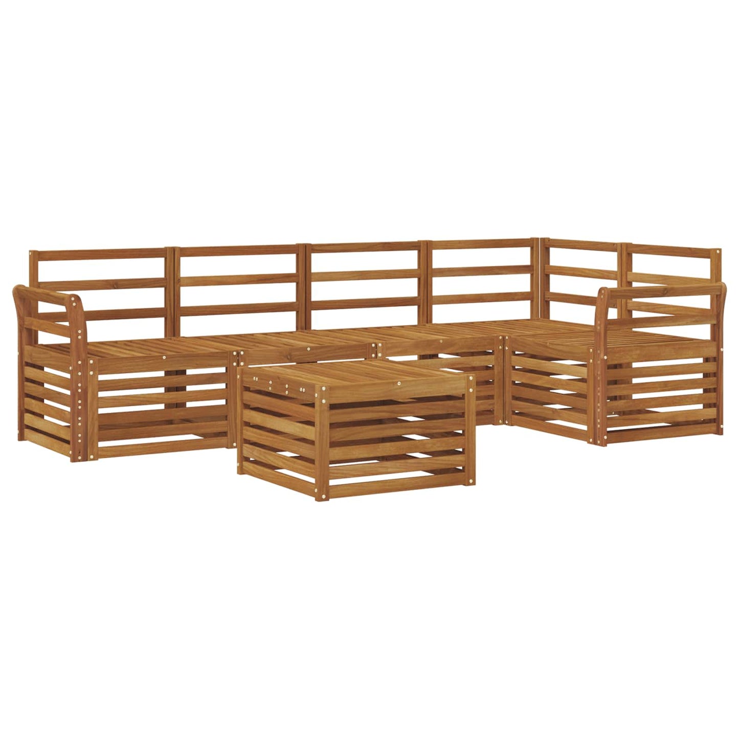 Ecksofa Set 6 pcs Natur Massivholz Akazie
