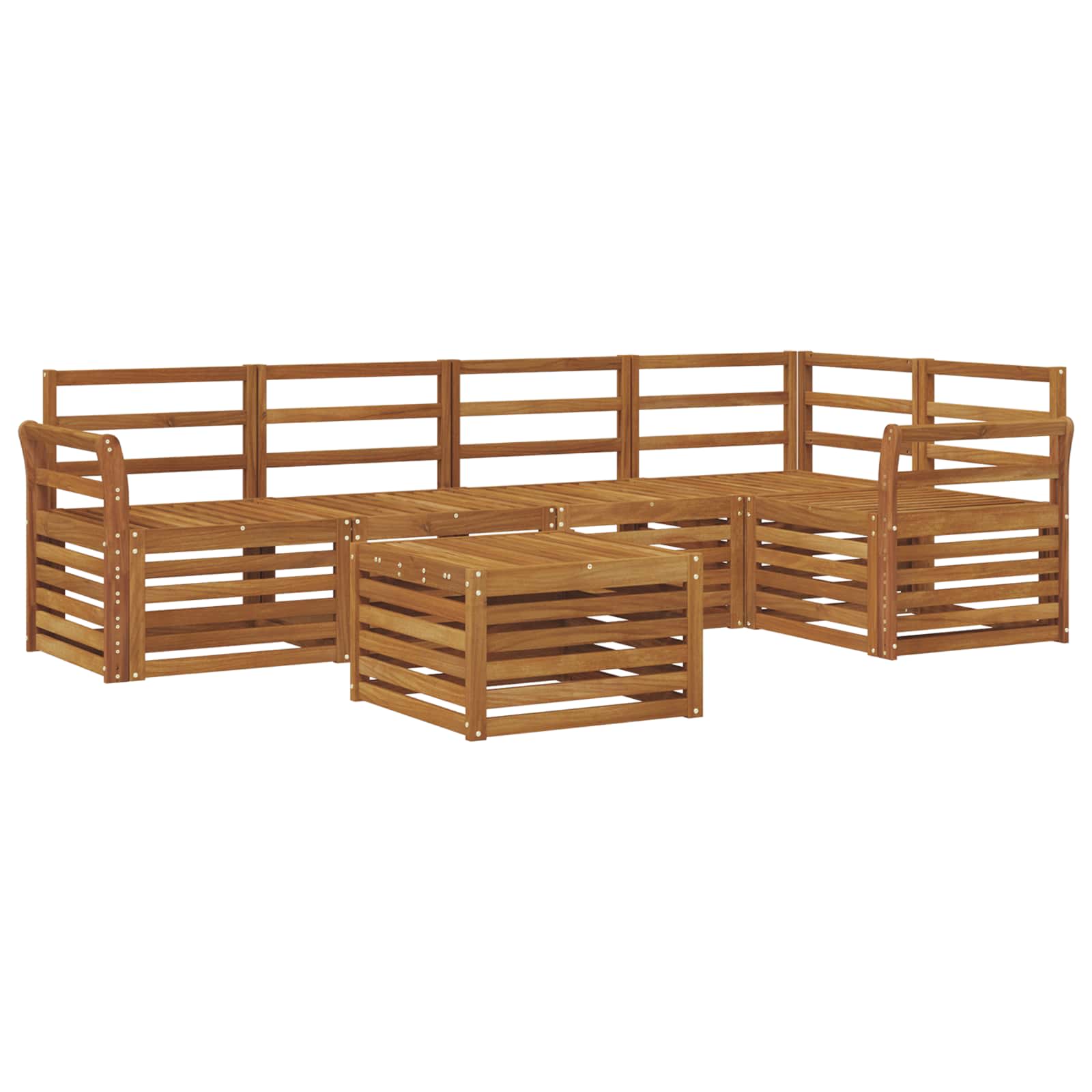 Ecksofa Set 6 pcs Natur Massivholz Akazie