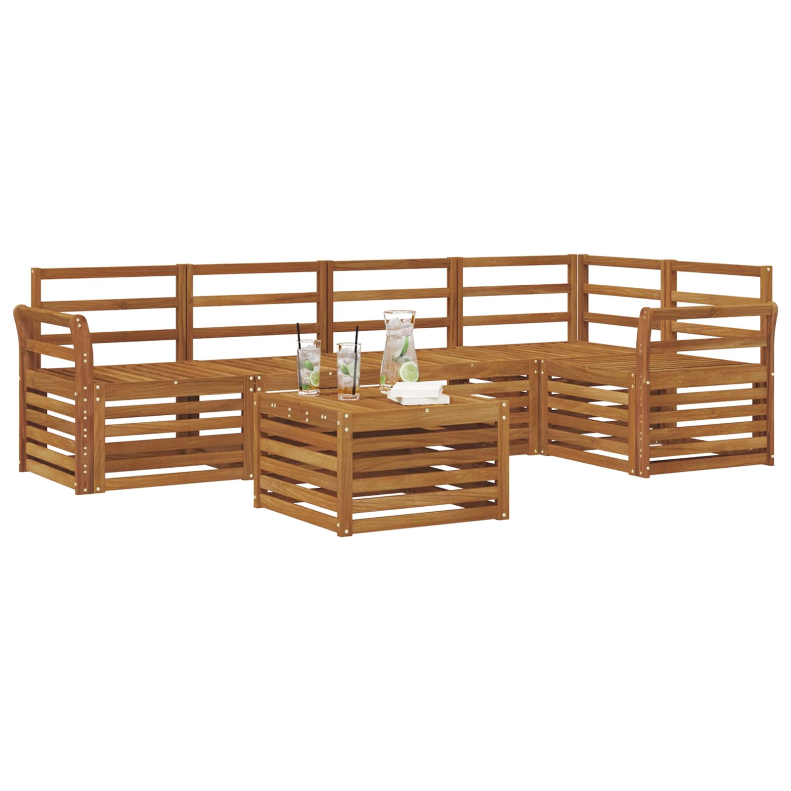 Ecksofa Set 6 pcs Natur Massivholz Akazie