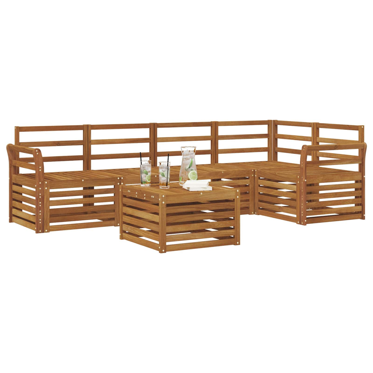 Outdoor-Sofagarnitur 6 stk. Natur Polyester