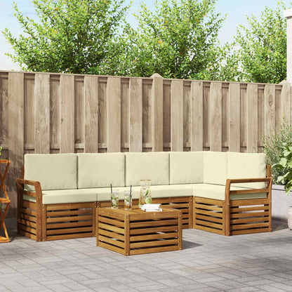 Outdoor-Sofagarnitur 6 stk. Natur und Creme Polyester