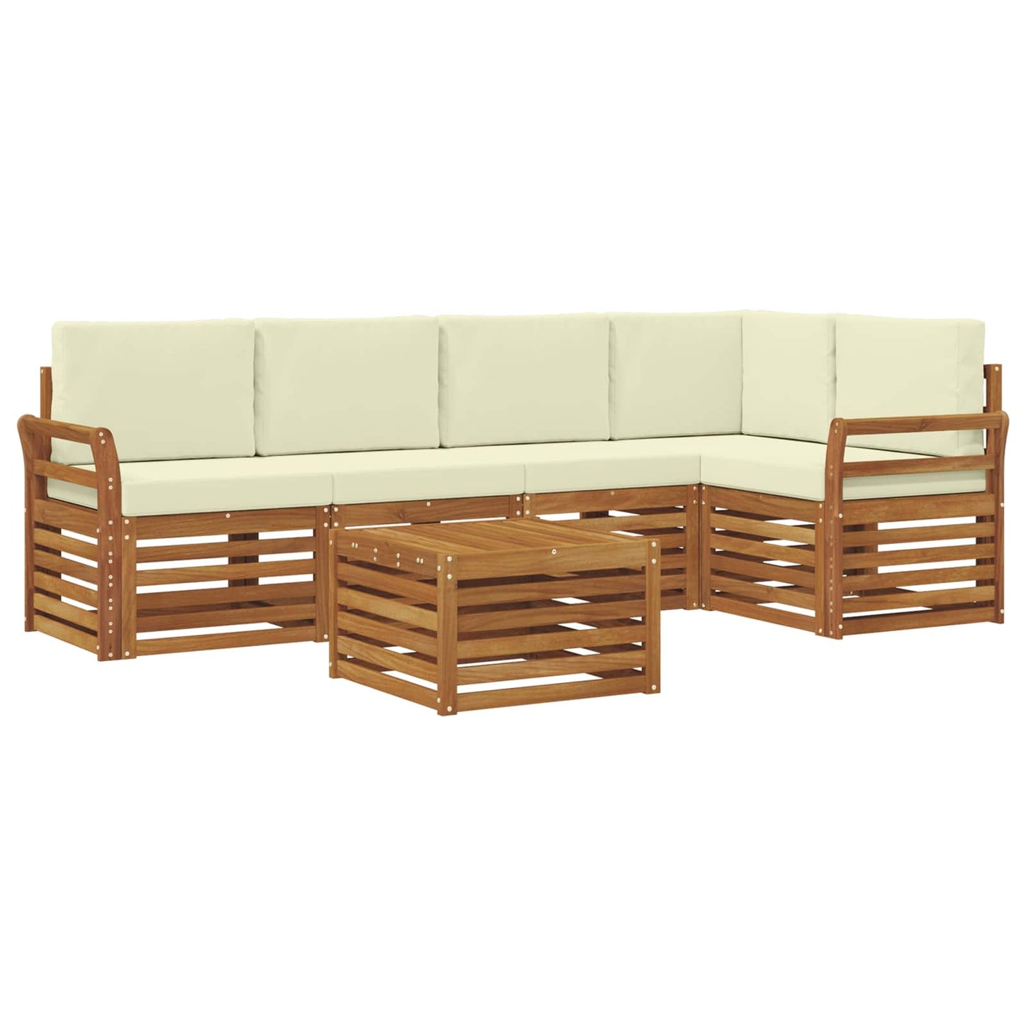 Outdoor-Sofagarnitur 6 stk. Natur und Creme Polyester