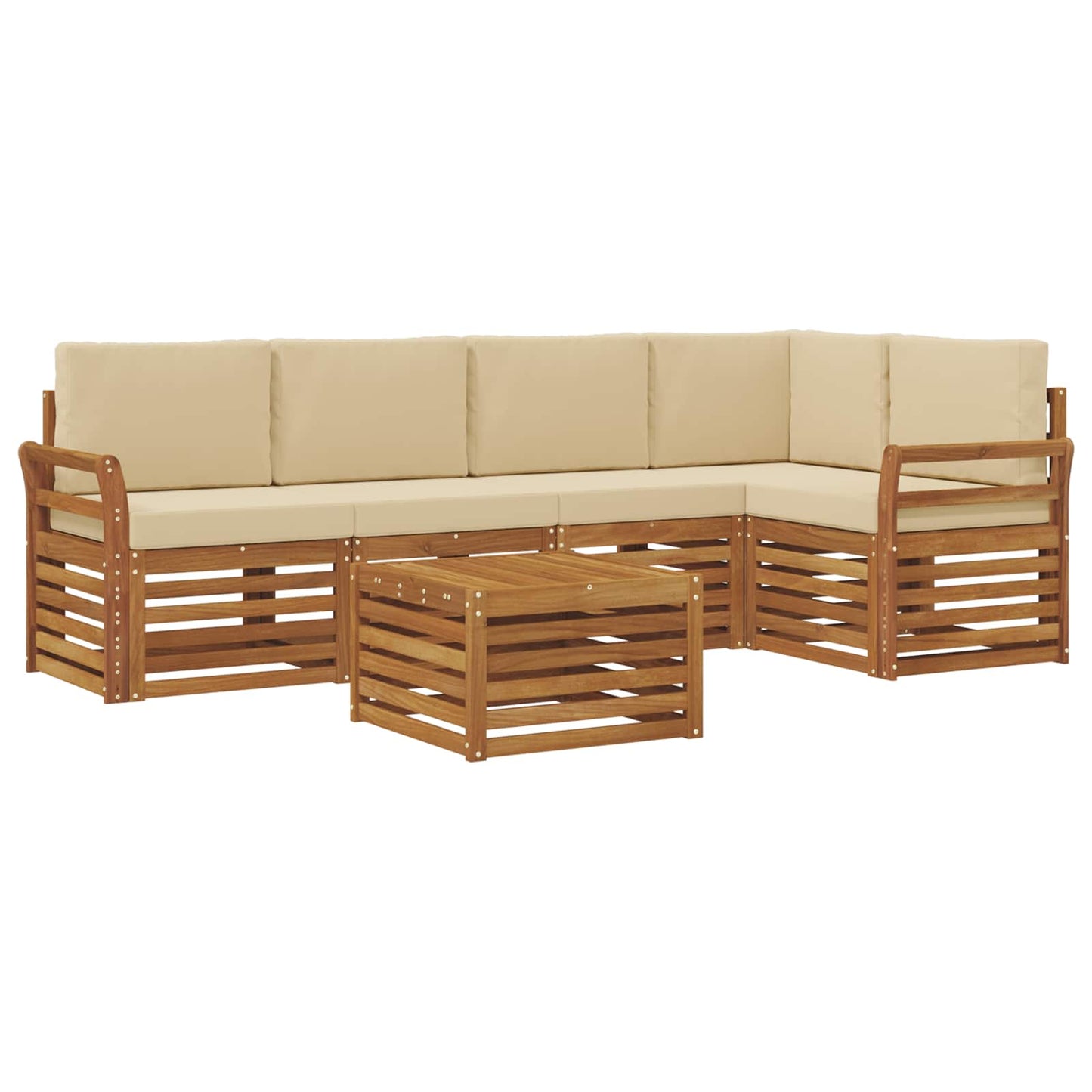 Outdoor-Sofagarnitur 6 stk. Natur und Beige Polyester