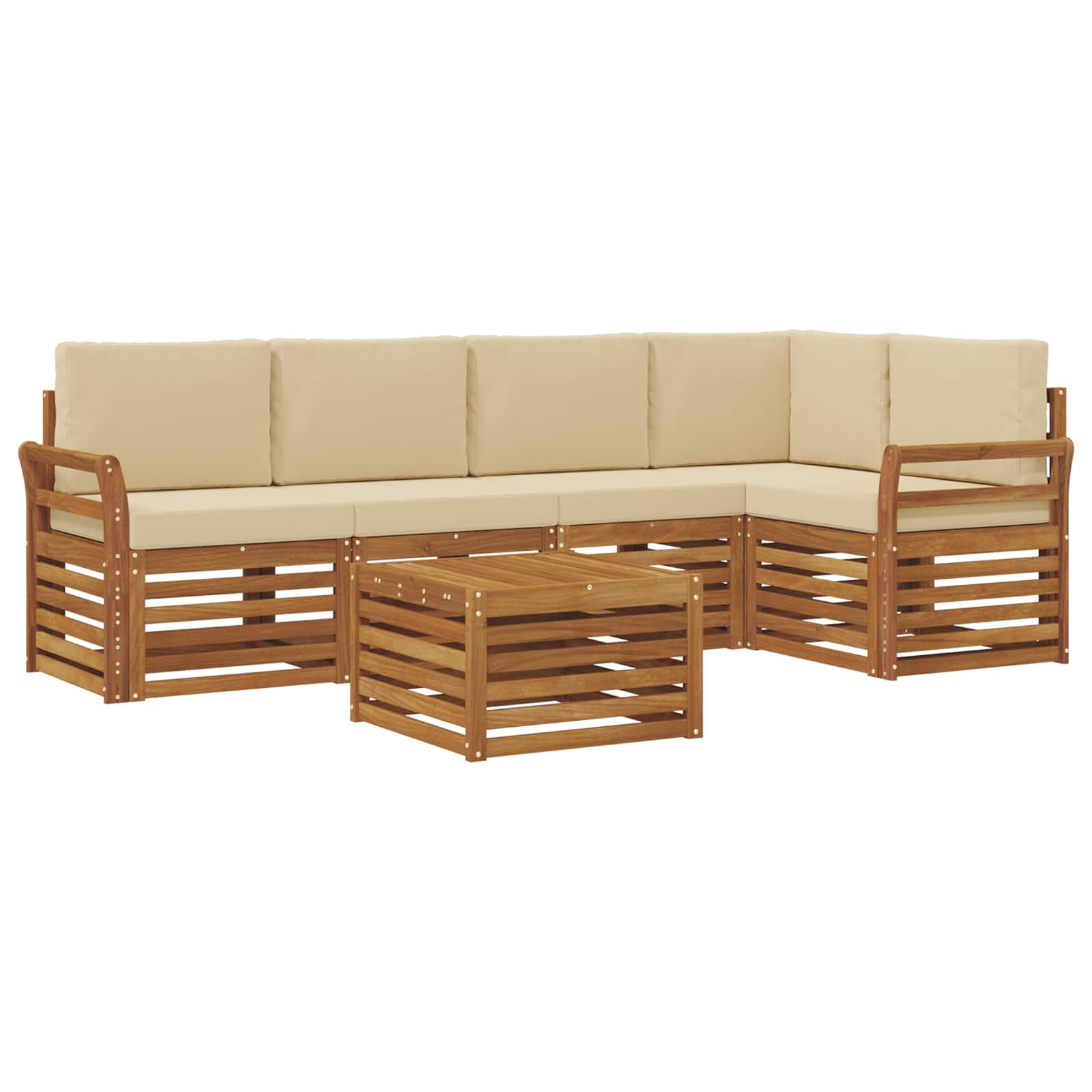 Outdoor-Sofagarnitur 6 stk. Natur und Beige Polyester