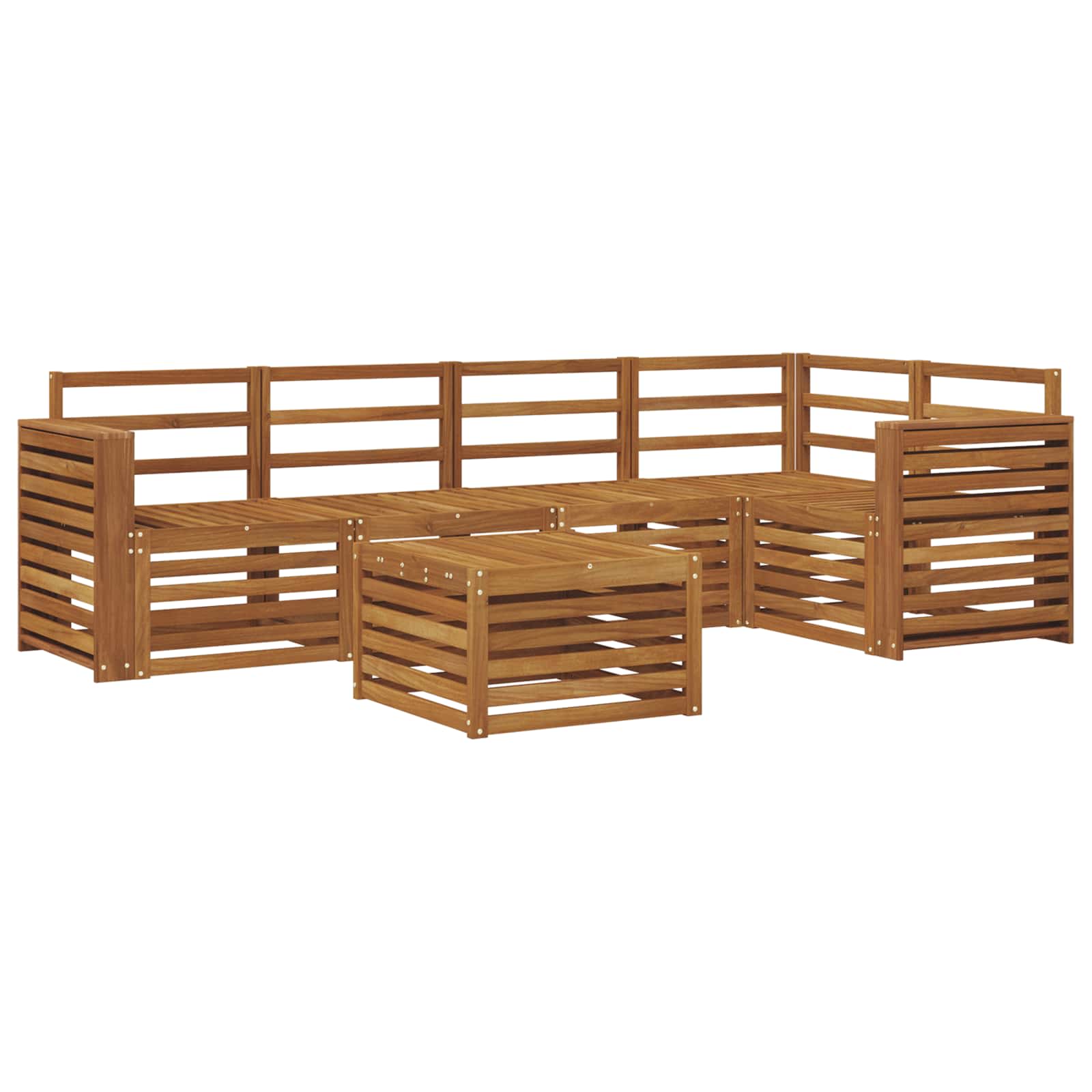 Ecksofa Set 6 pcs Natur Massivholz Akazie