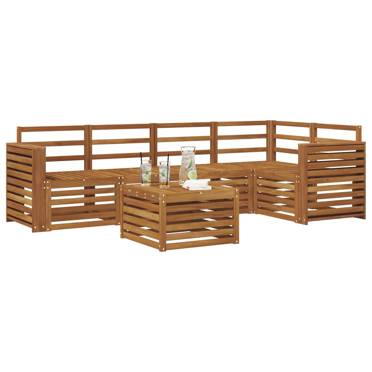 Outdoor-Sofagarnitur 6 stk. Natur Polyester