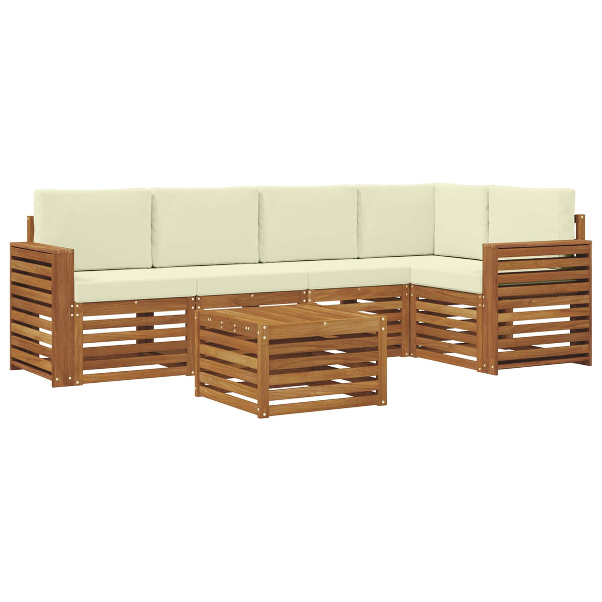 Outdoor-Sofagarnitur 6 stk. Natur und Creme Polyester