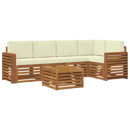 Outdoor-Sofagarnitur 6 stk. Natur und Creme Polyester