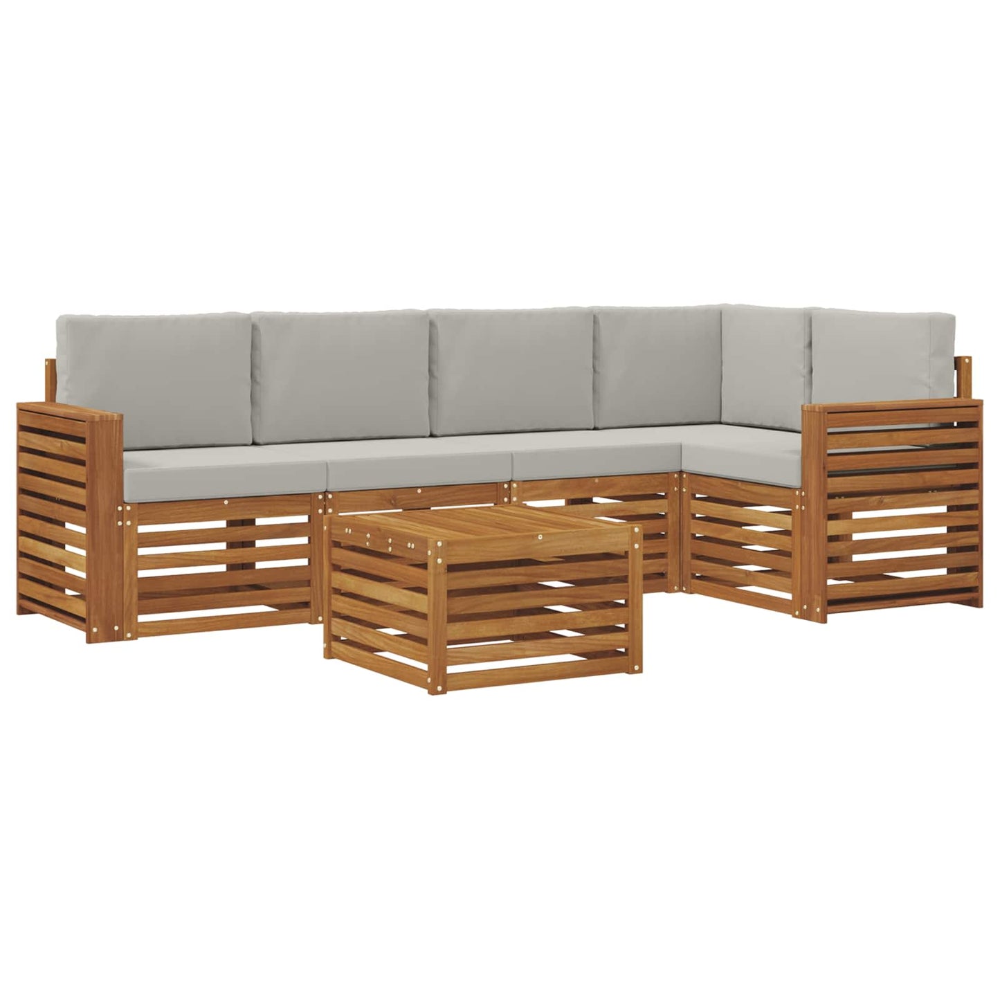 Outdoor-Sofagarnitur 6 stk. Natürlich und Hellgrau Polyester