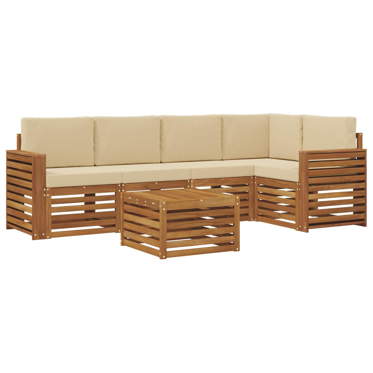 Outdoor-Sofagarnitur 6 stk. Natur und Beige Polyester