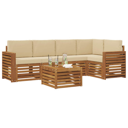 Outdoor-Sofagarnitur 6 stk. Natur und Beige Polyester