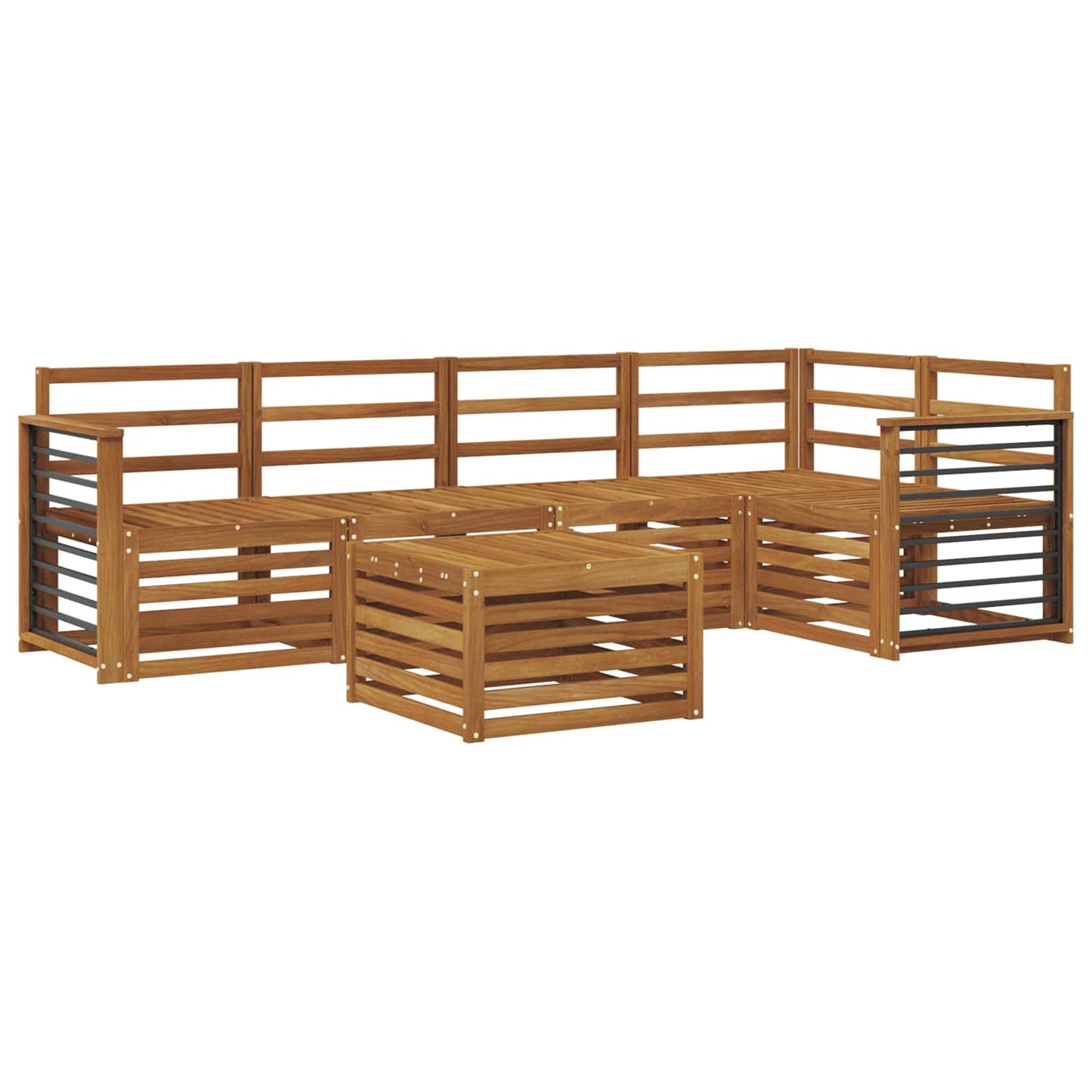 Ecksofa Set 6 pcs Natur Massivholz Akazie