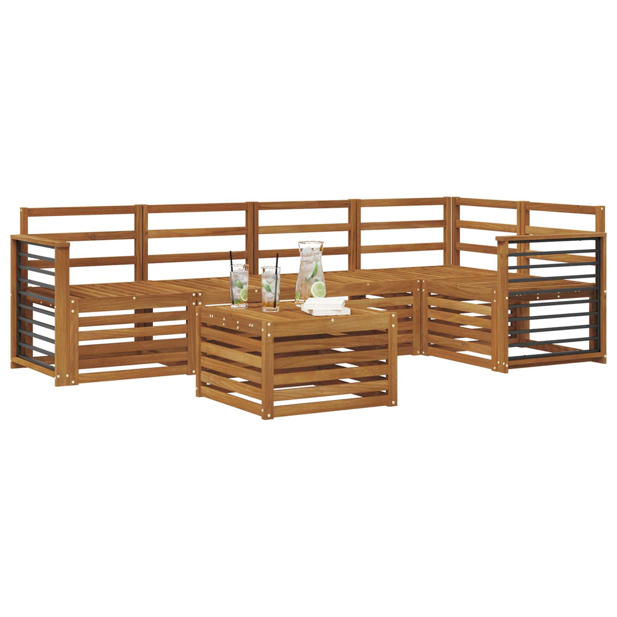 Outdoor-Sofagarnitur 6 stk. Natur Polyester