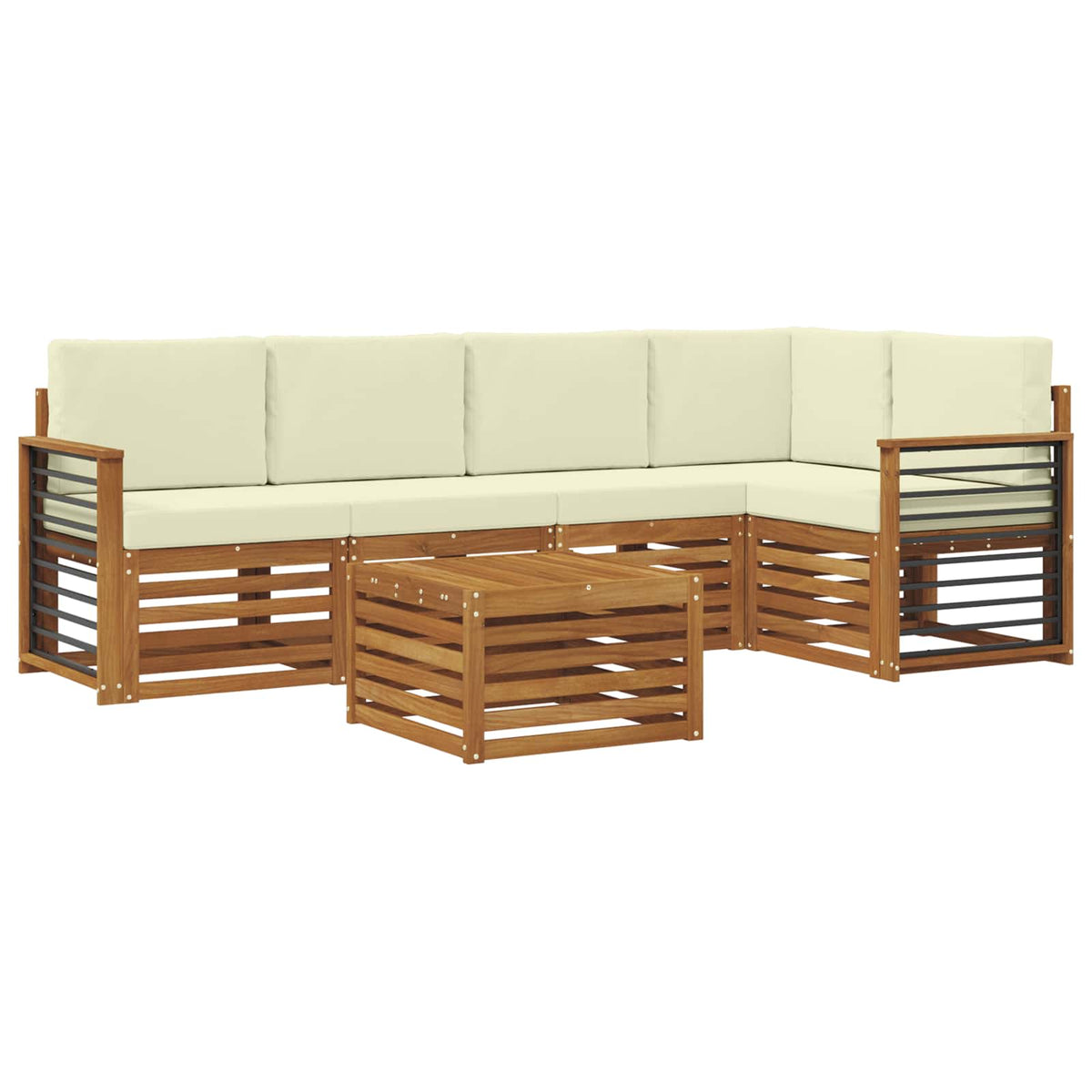 Outdoor-Sofagarnitur 6 stk. Natur und Creme Polyester
