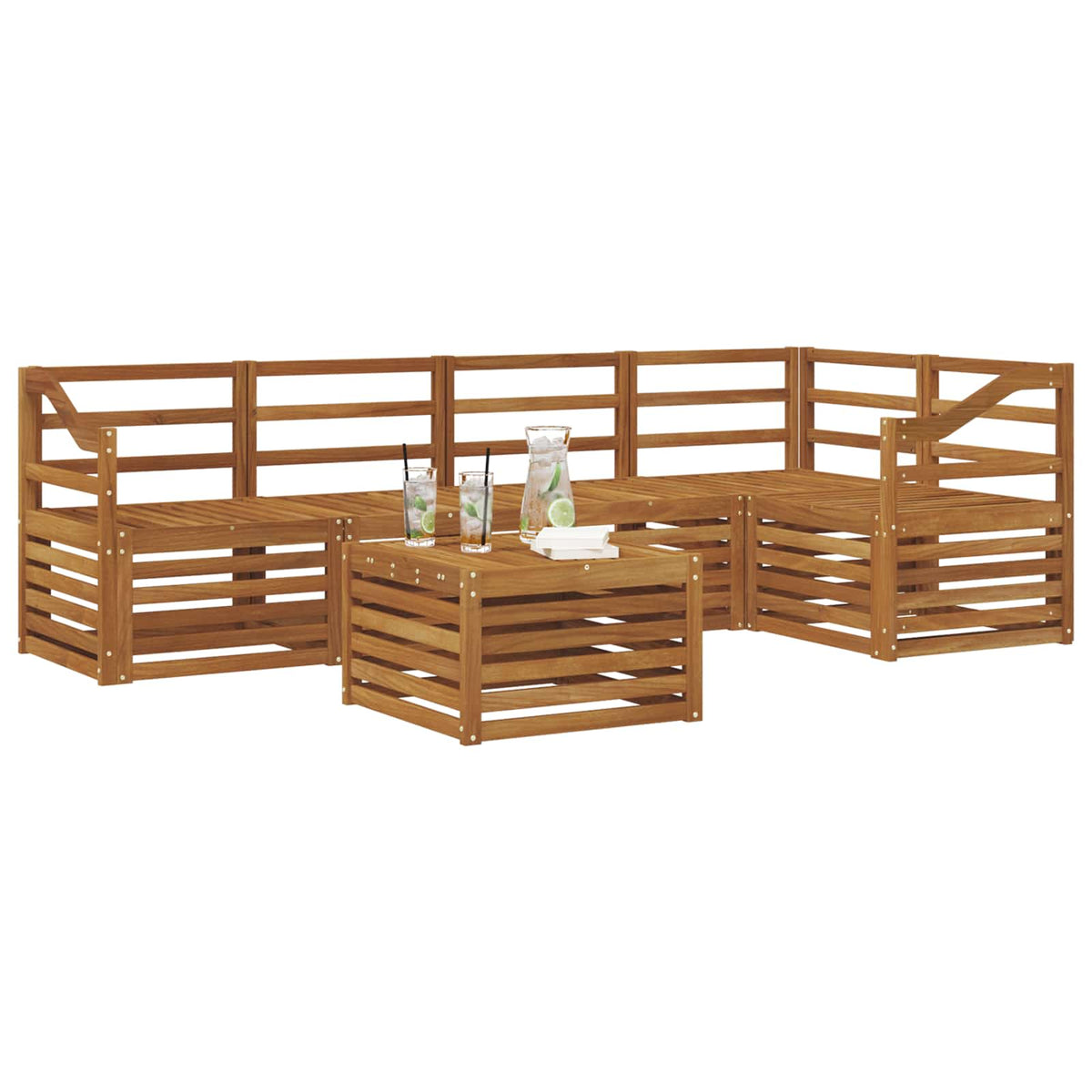 Outdoor-Sofagarnitur 6 stk. Natur Polyester