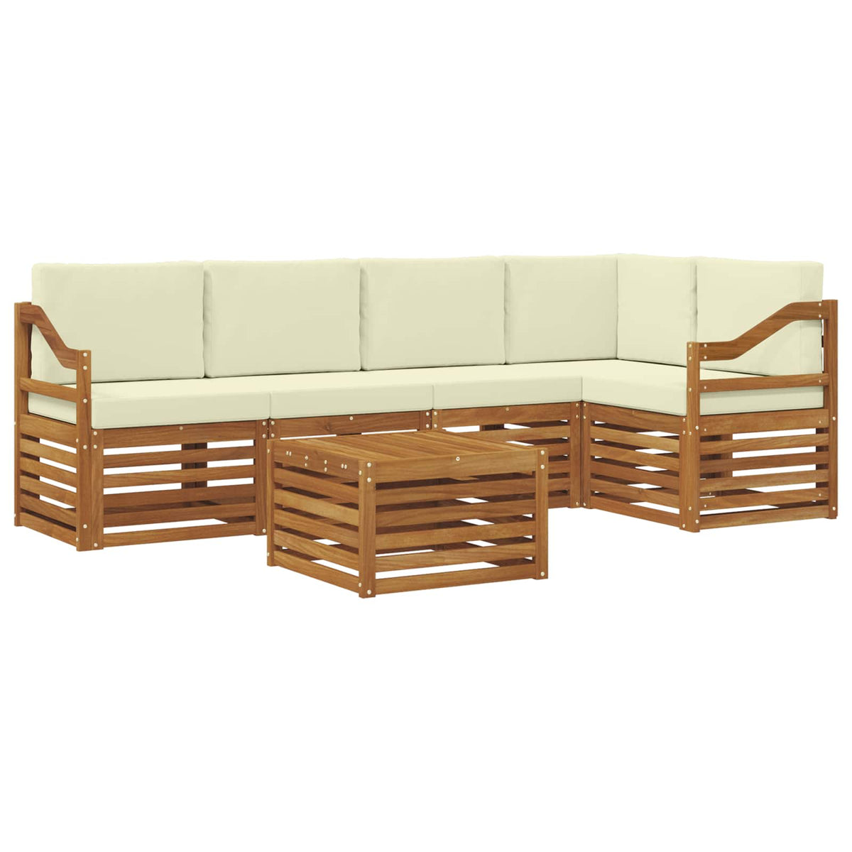Outdoor-Sofagarnitur 6 stk. Natur und Creme Polyester