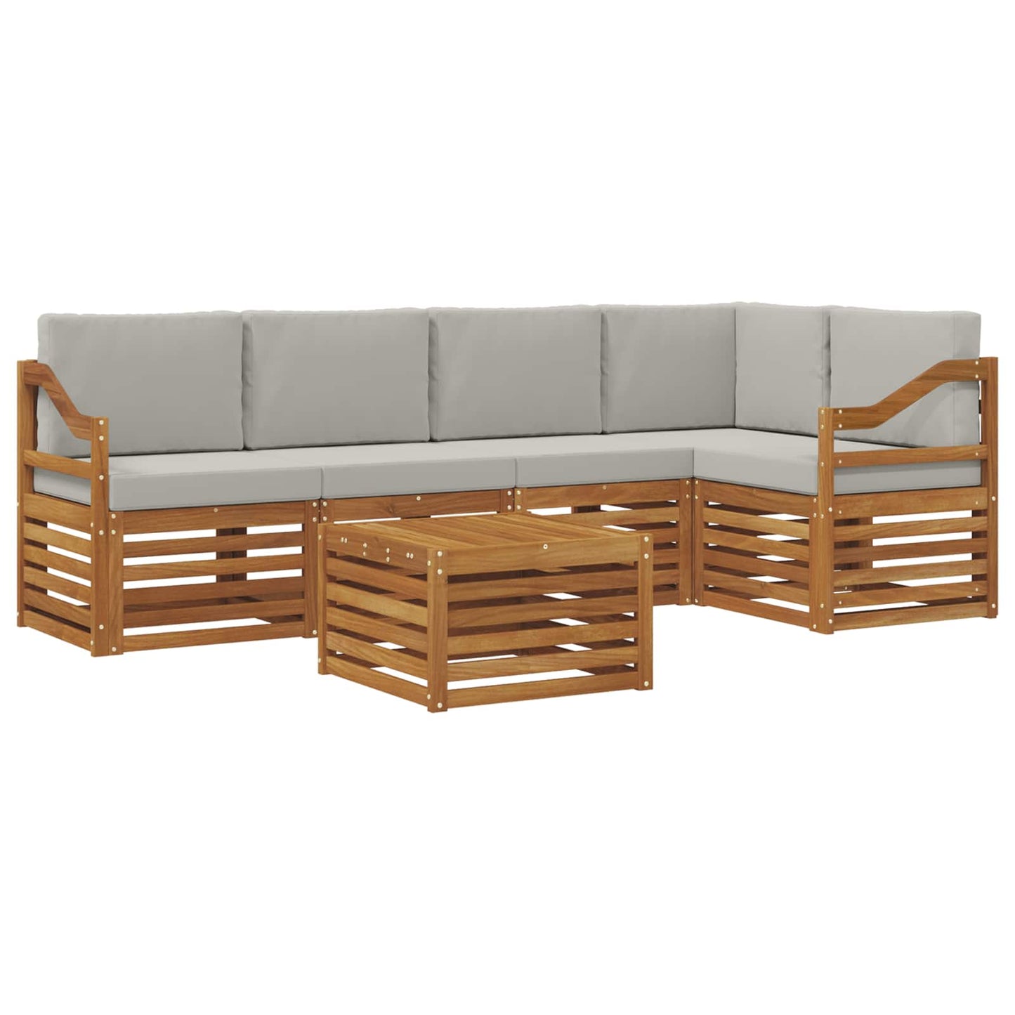 Outdoor-Sofagarnitur 6 stk. Natürlich und Hellgrau Polyester