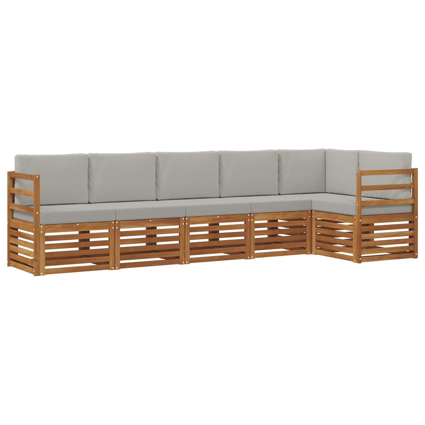 Outdoor-Sofagarnitur 6 stk. Natürlich und Hellgrau Polyester
