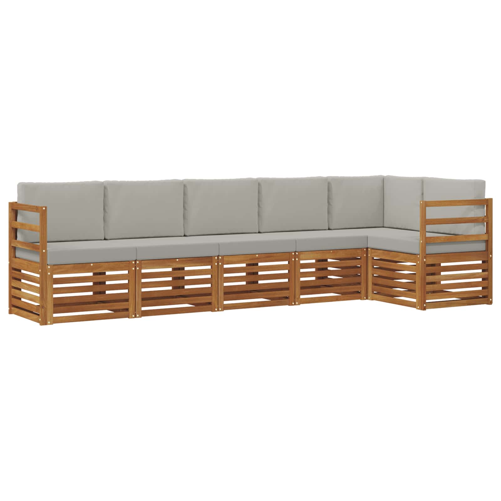 Outdoor-Sofagarnitur 6 stk. Natürlich und Hellgrau Polyester