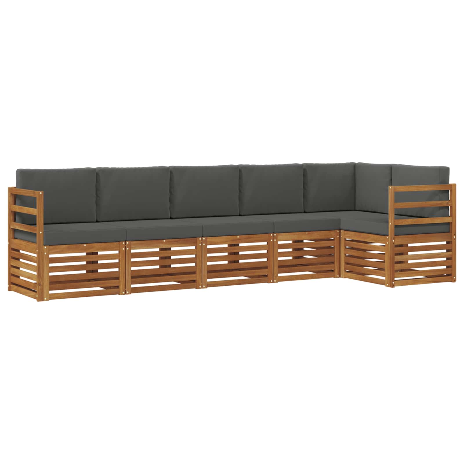 Ecksofa Set 6 pcs Natur und Anthrazit Massivholz Akazie