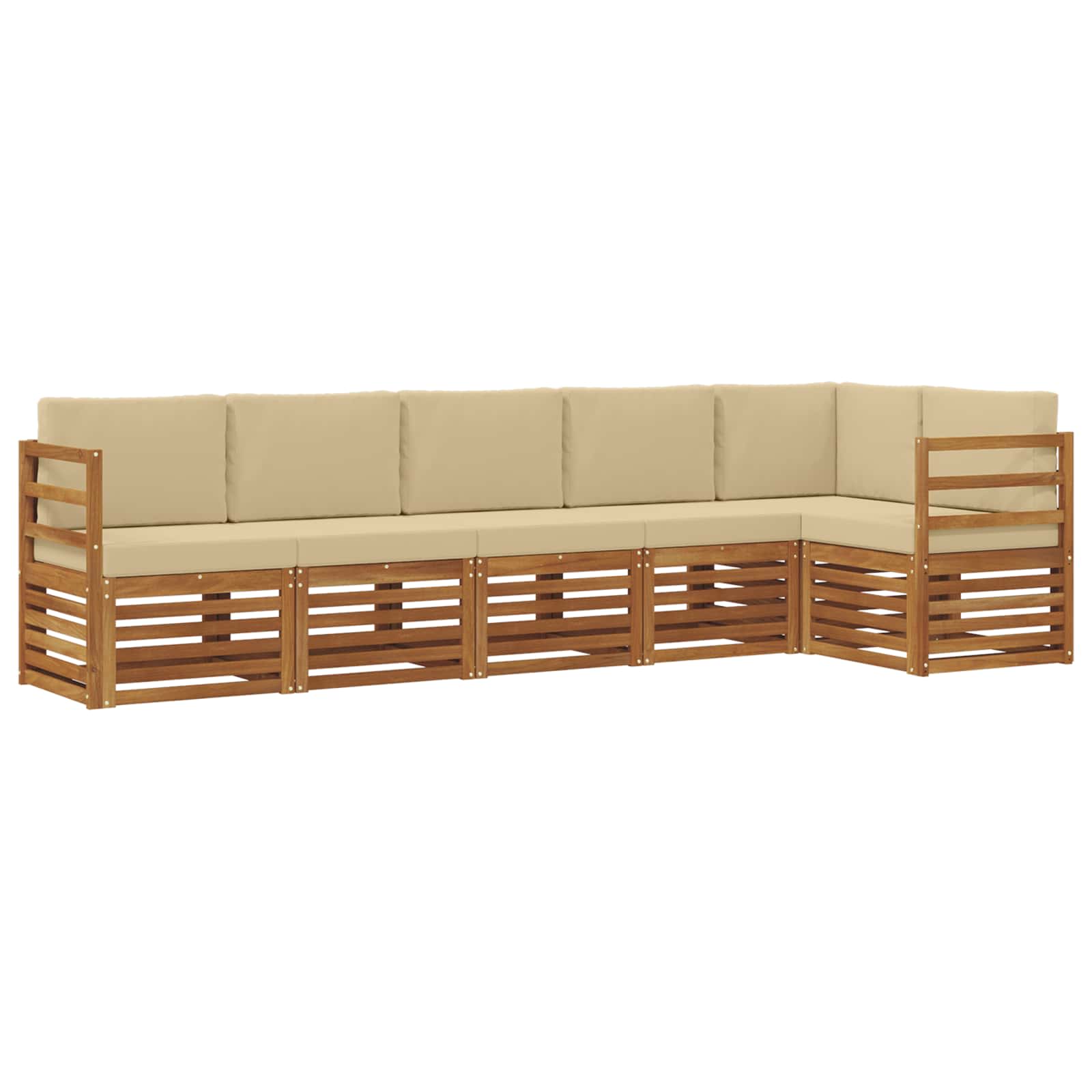 Ecksofa Set mit Kissen 6 pcs Natur und Beige Massivholz Akazie