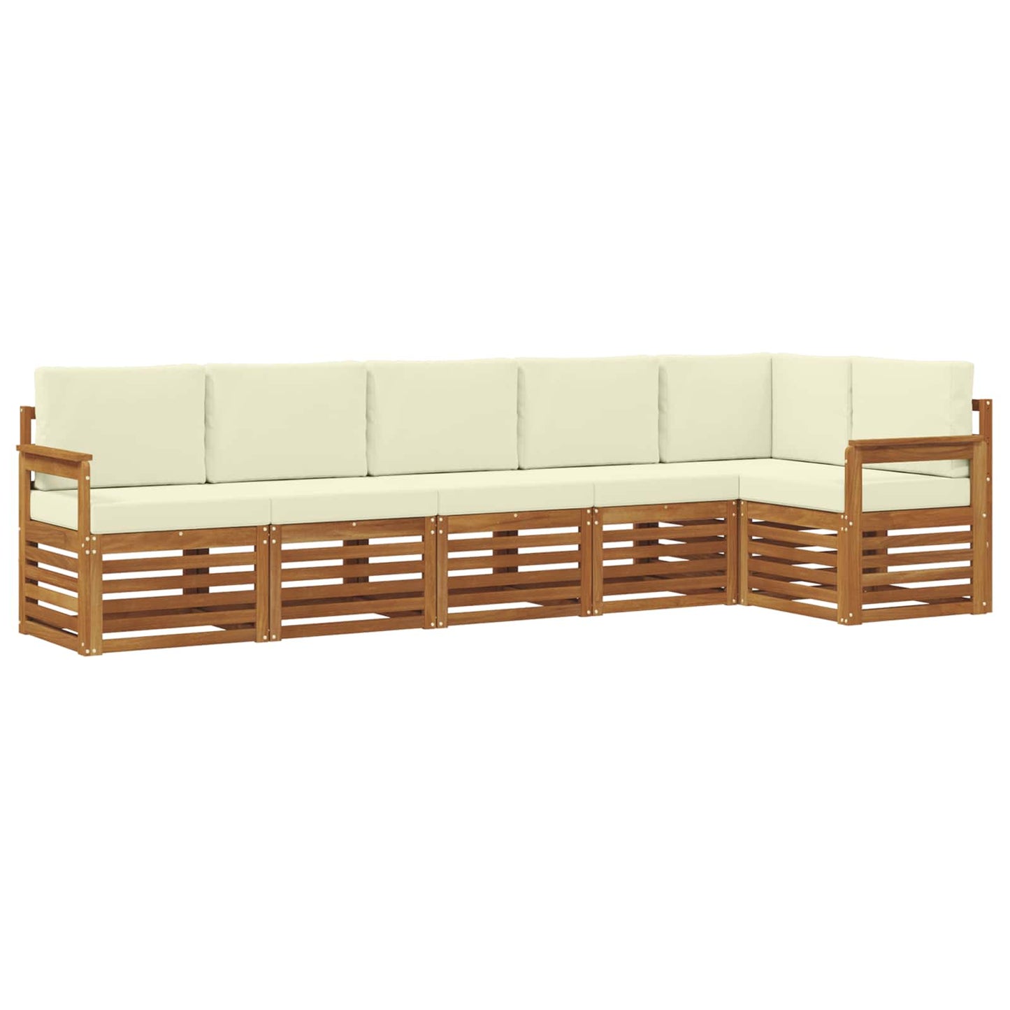 Ecksofa Set mit Kissen 6 pcs Natur und Creme Massivholz Akazie