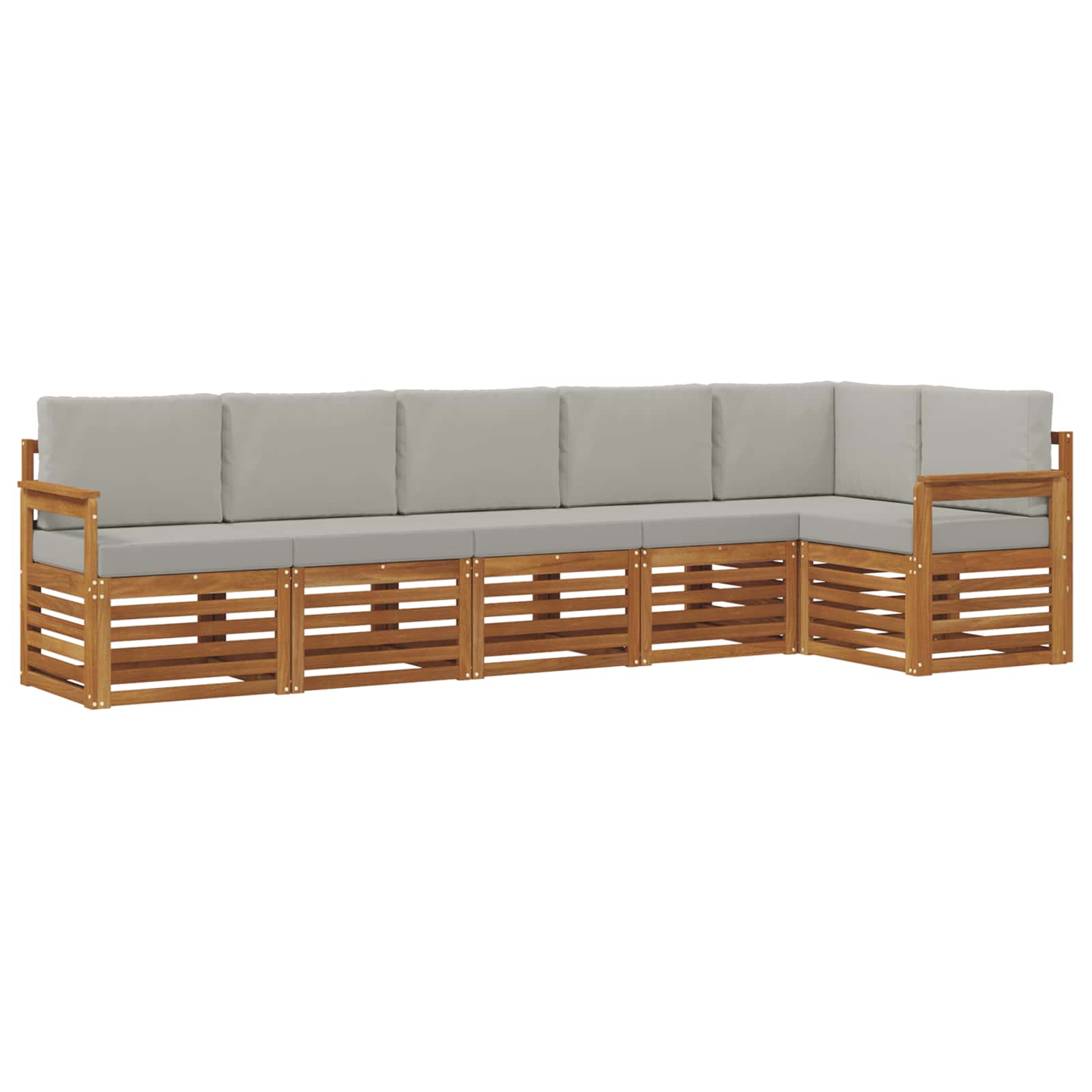 Outdoor-Sofagarnitur 6 stk. Natürlich und Hellgrau Polyester