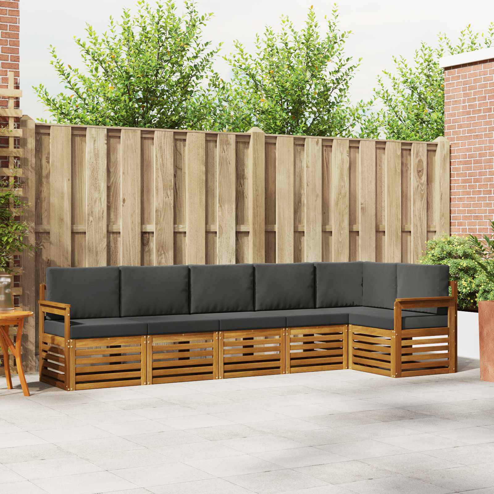 Outdoor-Sofagarnitur 6 stk. Natur und Anthrazit Polyester