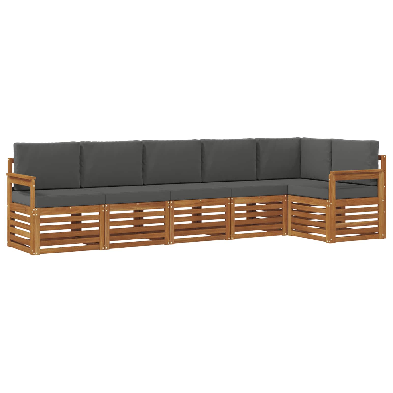 Outdoor-Sofagarnitur 6 stk. Natur und Anthrazit Polyester