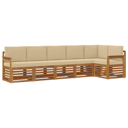 Outdoor-Sofagarnitur 6 stk. Natur und Beige Polyester