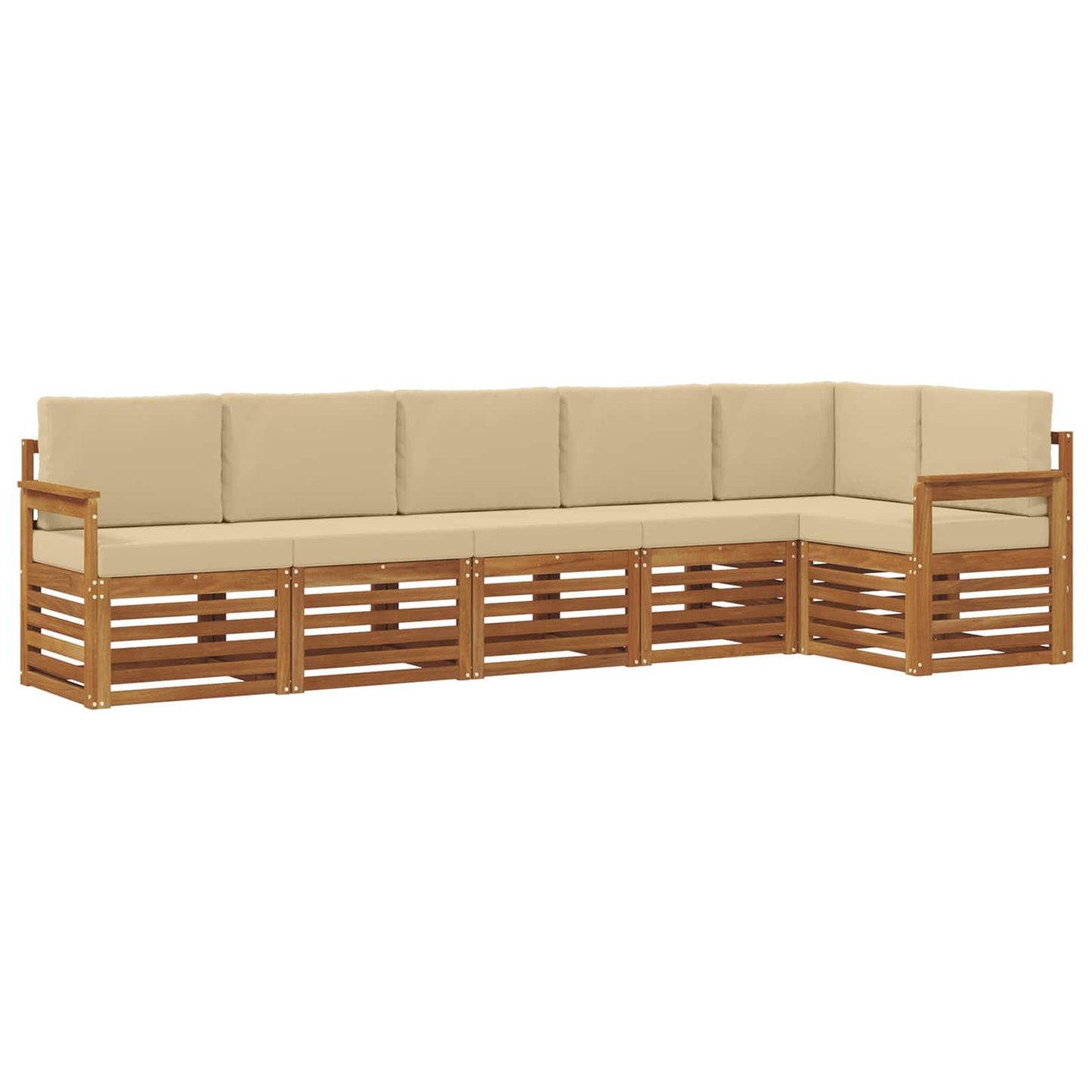 Outdoor-Sofagarnitur 6 stk. Natur und Beige Polyester