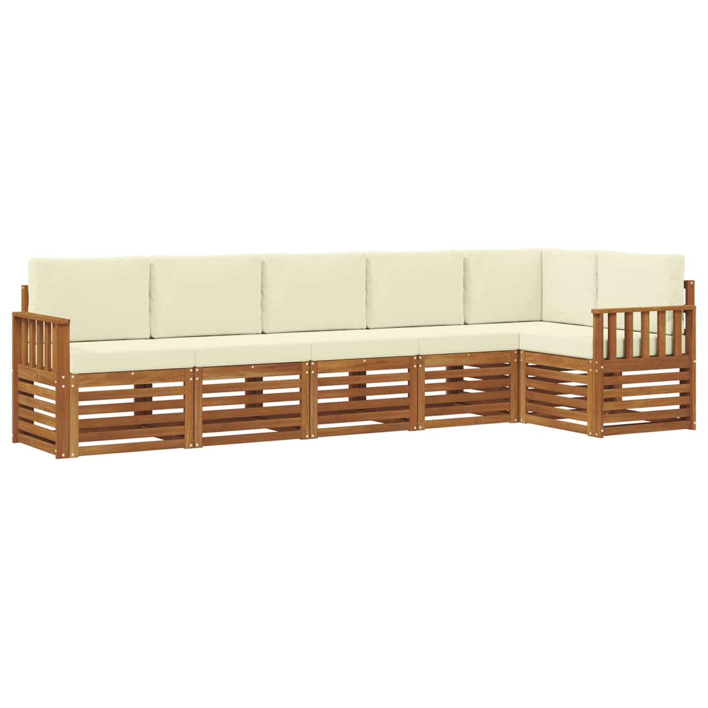 Ecksofa Set mit Kissen 6 pcs Natur und Creme Massivholz Akazie