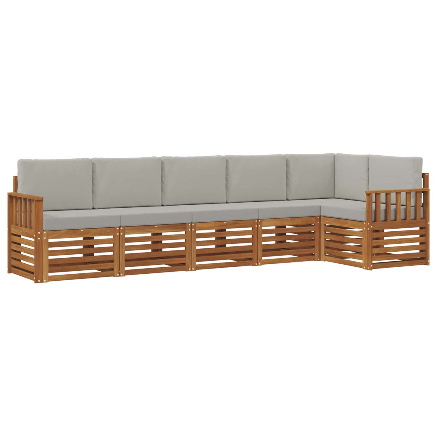 Outdoor-Sofagarnitur 6 stk. Natürlich und Hellgrau Polyester