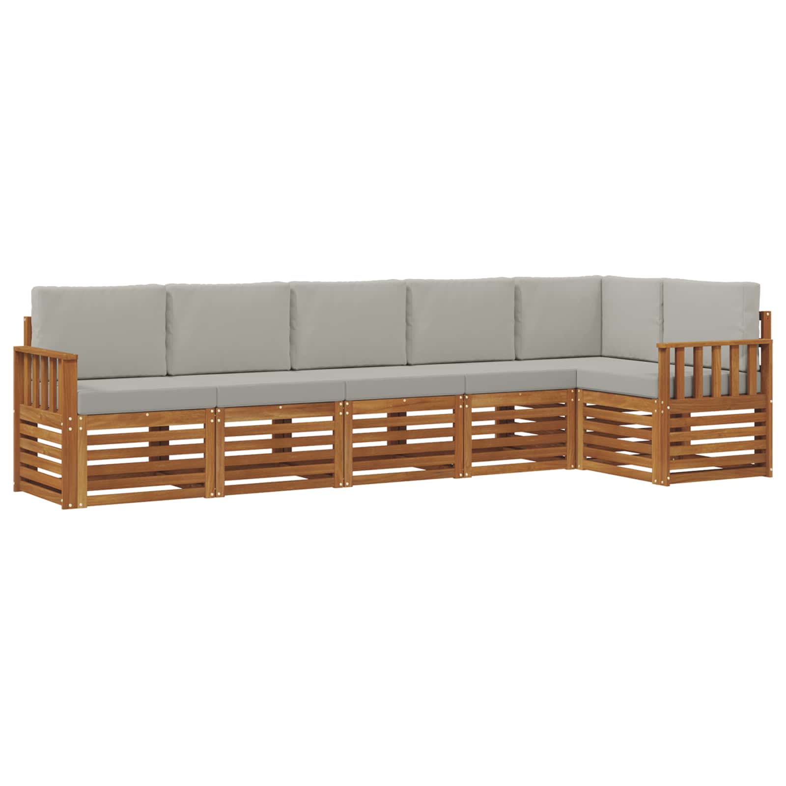 Outdoor-Sofagarnitur 6 stk. Natürlich und Hellgrau Polyester