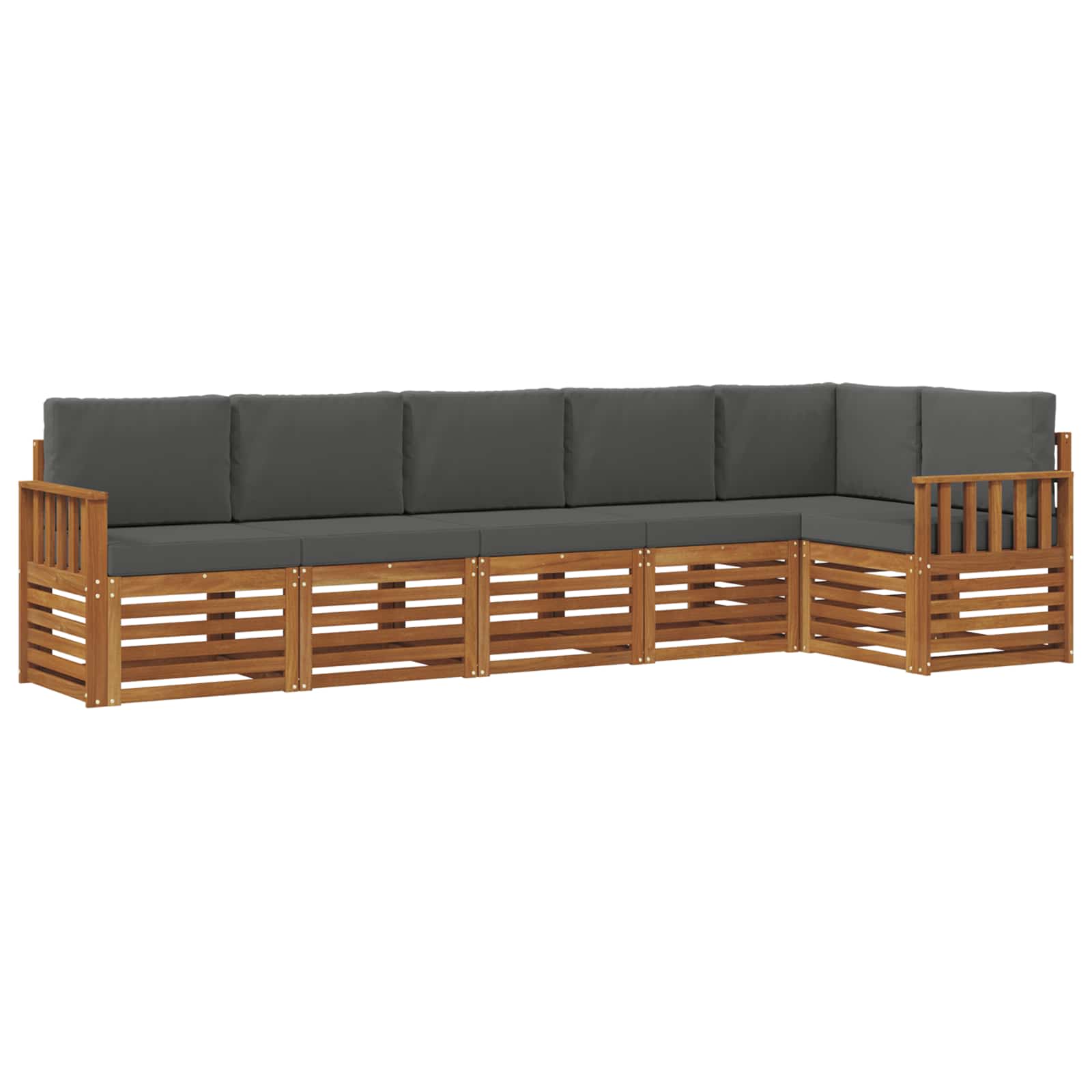 Ecksofa Set 6 pcs Natur und Anthrazit Massivholz Akazie