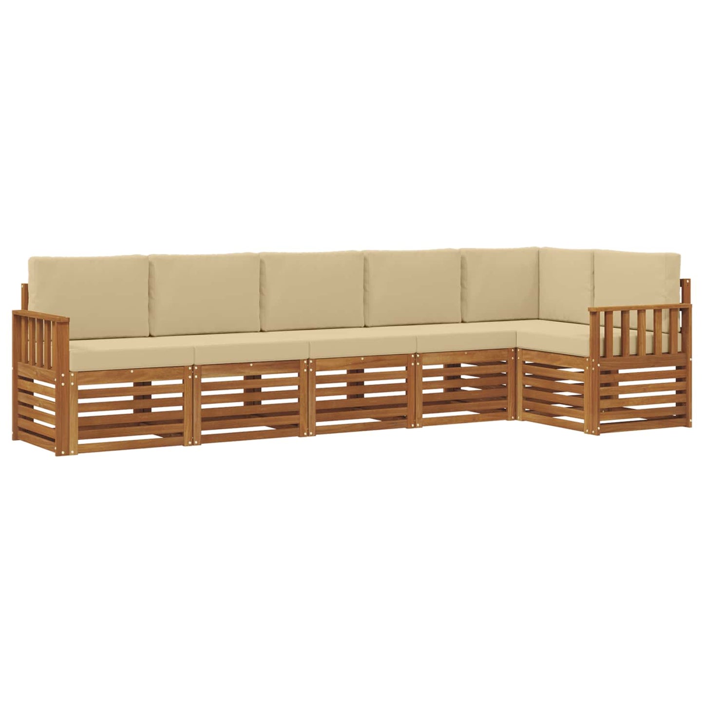 Outdoor-Sofagarnitur 6 stk. Natur und Beige Polyester
