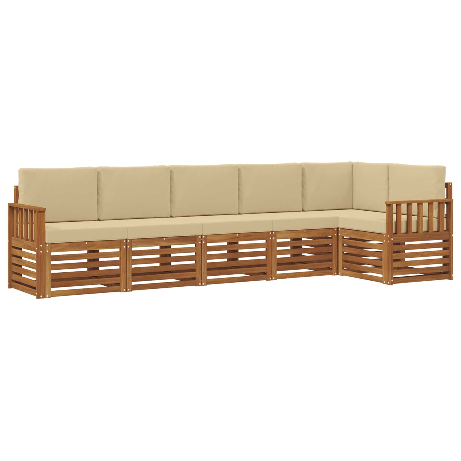 Outdoor-Sofagarnitur 6 stk. Natur und Beige Polyester