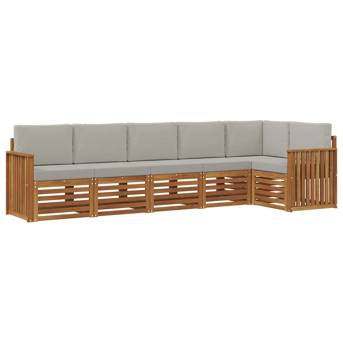 Outdoor-Sofagarnitur 6 stk. Natürlich und Hellgrau Polyester