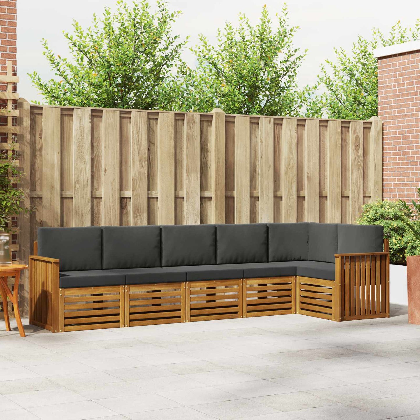 Outdoor-Sofagarnitur 6 stk. Natur und Anthrazit Polyester