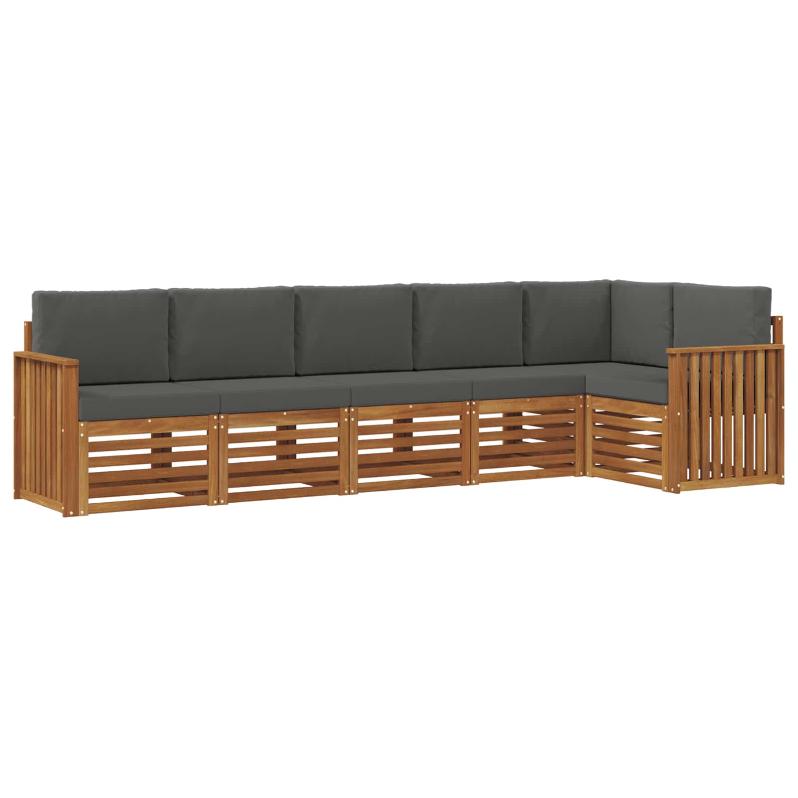 Outdoor-Sofagarnitur 6 stk. Natur und Anthrazit Polyester