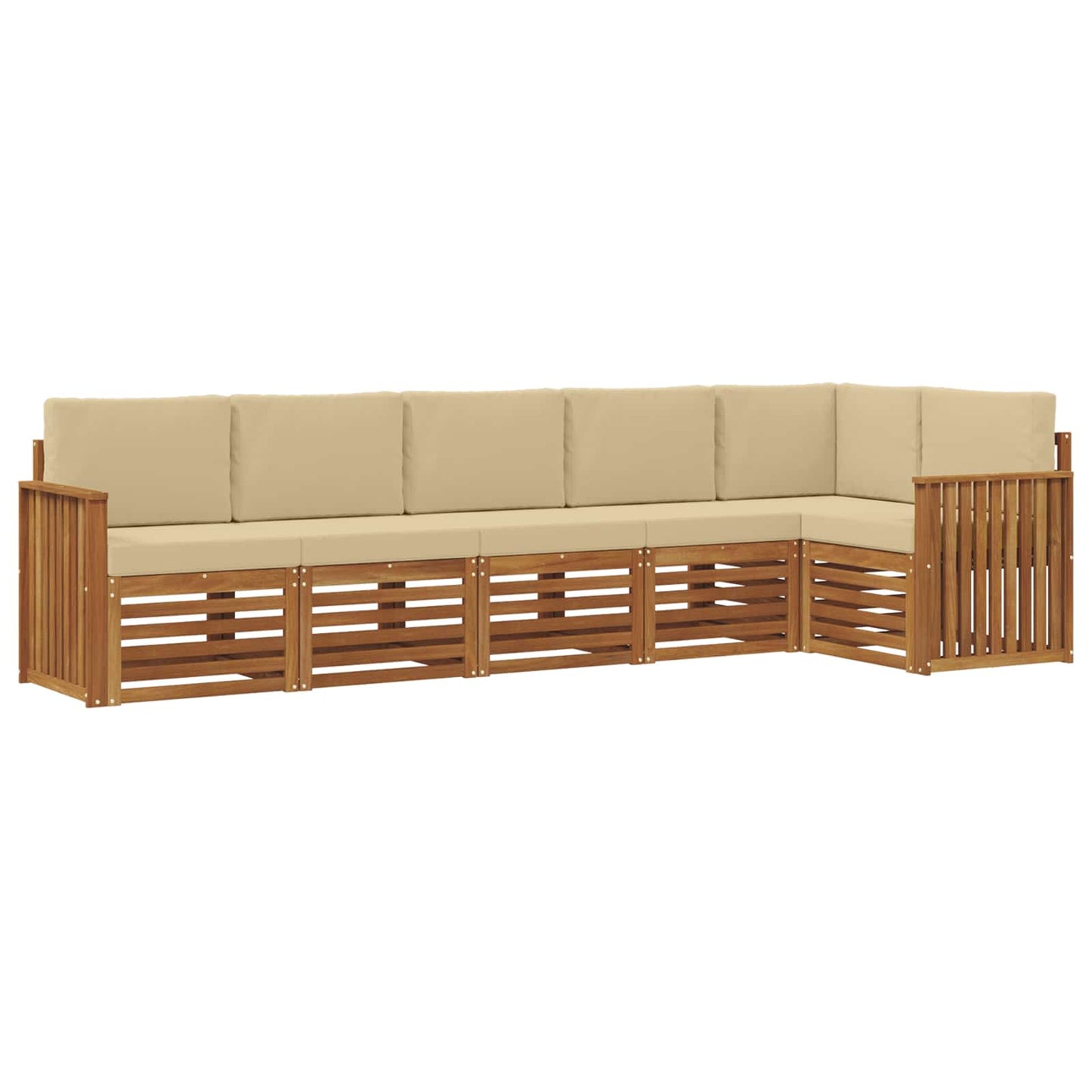 Outdoor-Sofagarnitur 6 stk. Natur und Beige Polyester